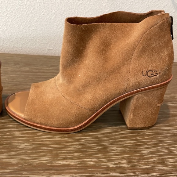 UGG Ginger Suede Open Toe Boots Size 8 - Picture 5 of 14